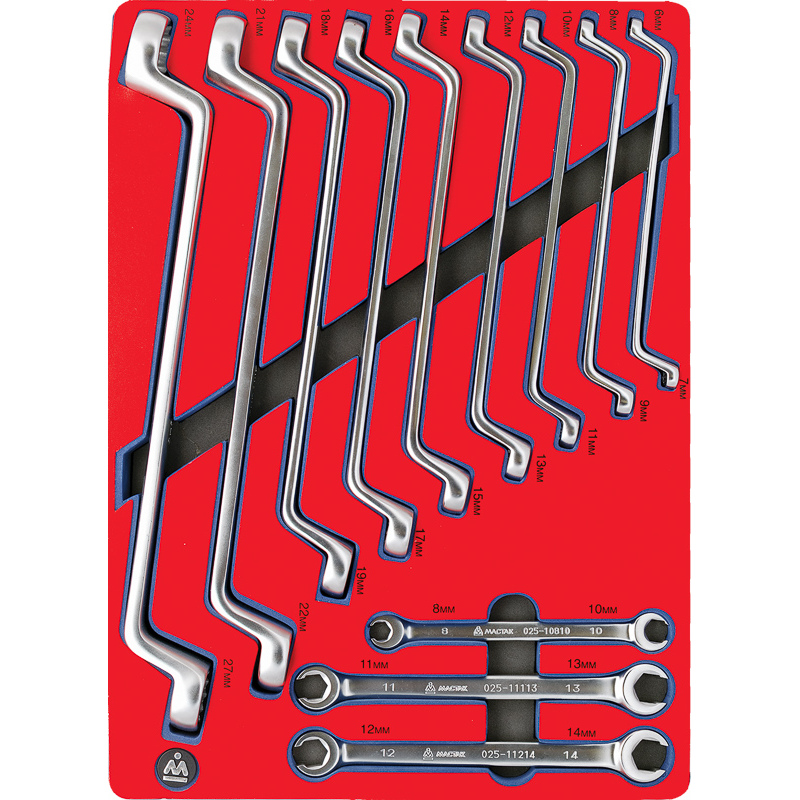 MACTAK Набор накидных и разрезных ключей, зеркальная полировка, 12 пр.  5-23112