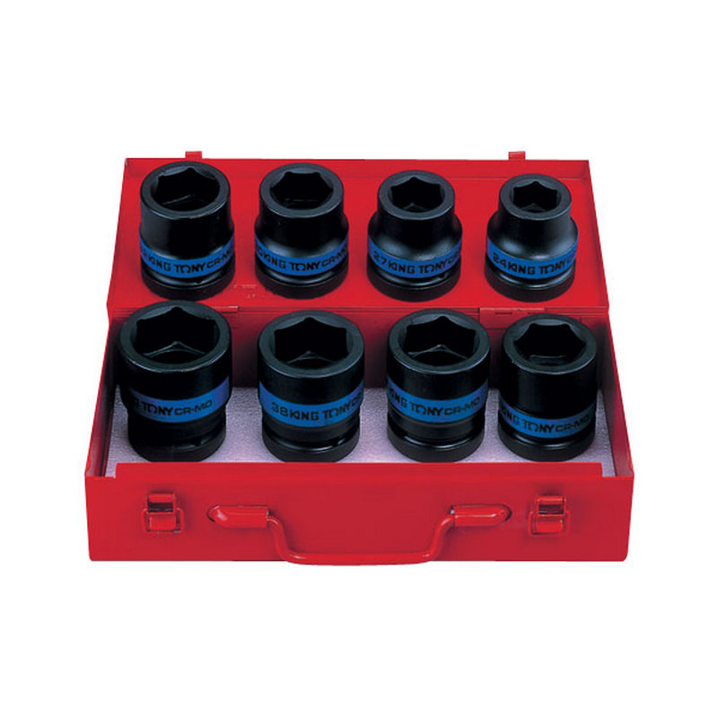 KINGTONY Комплект ударных стандартных  торцевых головок 6гр   24-41ММ 8 предметов 1"  8410MP